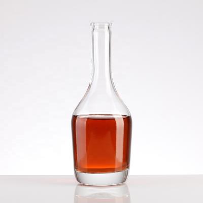 China Liquor Customized Long Neck Slope Shoulder Wine Bottle Glass 500ml Transparent Glass Whiskey Bottle for sale