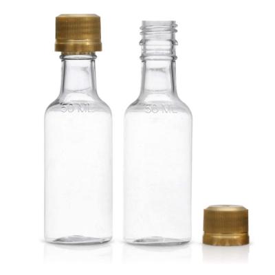 China Plastic Brandy Bottle 50ml Mini Bottle With Airplane Bottle Lid-Empty Mini Wine Bottle Without Leaking Lid for sale