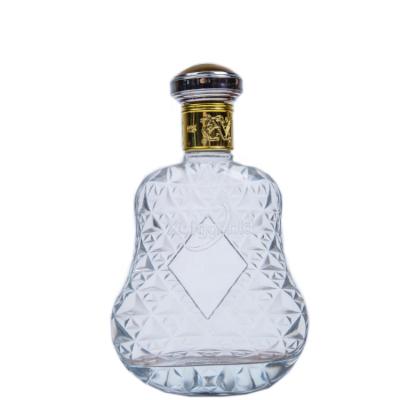 China Liquor Cork Cap Violin Shape Gold Diamond Carving Craft Brandy Glass Bottle for sale