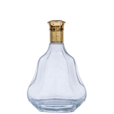 China Liquor the upper narrow and the lower wide flat brandy empty glass wine bottle for sale