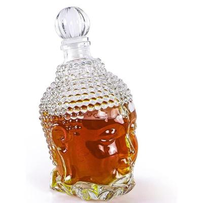 China Brandy Bottle 25oz/750ml Unique Buddha Shaped Design Bottle With Sealing Cap Whiskey Brandy Vodka Decanter Bottle for sale