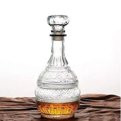 China Crystal Brandy Bottle 34oz/1000ml Wine Brandy Bottle With Sealing Cap Whiskey Vodka Bourbon Decanter Bottle for sale