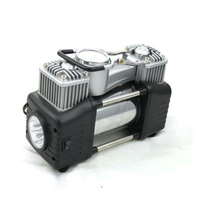 China ABS+ Portable Metal-Air Compressor Car Air Compressor DC12V 2 Cylinder With LED Light for sale