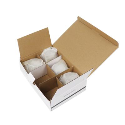 China Recycled Materials Luxury Custom Glass Cup Corrugated Printed Gift Cardboard Paper Packaging Boxes With Inserts for sale