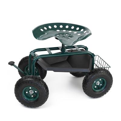 China Simplify Your Garden Work 360 Degree Rotating Height Adjustable Rolling Gap and Steel Easy Seat Four-Wheel Garden Cart Work for sale