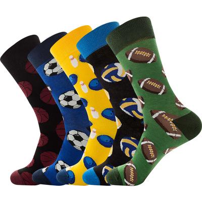 China Sporty JULY SONG Sports Mens Socks Volleyball Soccer Ball Pattern Jacquard Socks Autumn Cotton Breathable Socks for sale