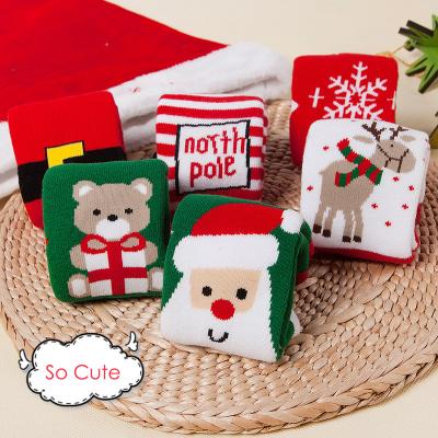 China JULY SONG Baby Christmas Breathable Socks Thicken Cute Combed Cotton Terry Socks For Autumn Winter Kids Baby Socks for sale