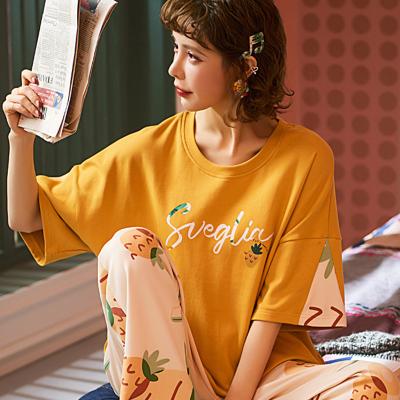 China JULY SONG Cartoon Women's Breathable Pajamas Sets 2020 Summer Shorts Sleeve Cute Casual Cotton Homewear Cotton Sleepwear Cute Casual Printed Female Pajamas for sale