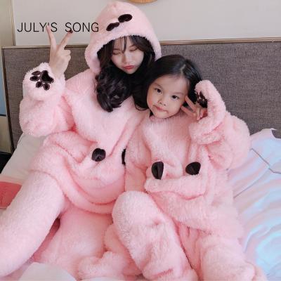 China Thermal JULY SONG Flannel Sleepwear Winter Homewear Women's Long Thick Warm Women's Girl's Casual Hooded Pajamas Pajamas Suit for sale