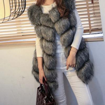 China JULY SONG Women's Faux Fur Vest Jacket Fur Vest Winter Women's Casual Warm Coat Plus Size Winter Female Fashion New Plus Size for sale