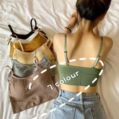 China JULY SONG Women's Crop Tank Top Female Fitness Seamless Underwear Bra One Piece With Removable Padded Wire Free Tube Top Lingerie For Yoga for sale