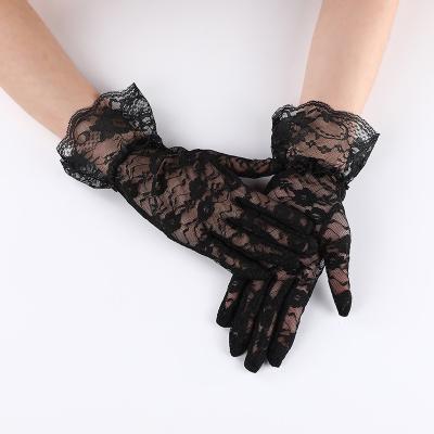 China Sexy black lace gloves transparent red erotic short sexy white gloves lace women gloves for sale