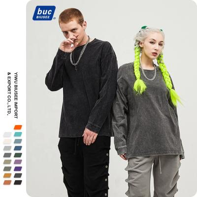 China New Fashion Distressed Anti-Wrinkle Men's To Knit To Quilting Oversized Casual Men's Long Sleeve T-shirt for sale