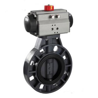 China General Type Midline Plastic PVC UPVC DN100 DN150 DN200 Pneumatic Butterfly Valve for sale