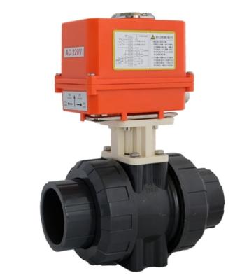 China General Darhor 2 Way Double Union UPVC Plastic PVC Ball Valve Actuator 220VAC DN15 for sale