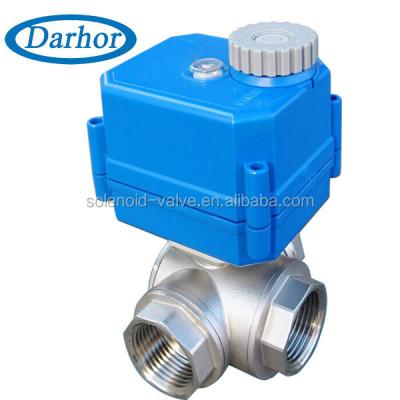 China General High Performance 1/2 Inch T Or L Flow Stainless Steel 3 Way Motorized Ball Valve for sale