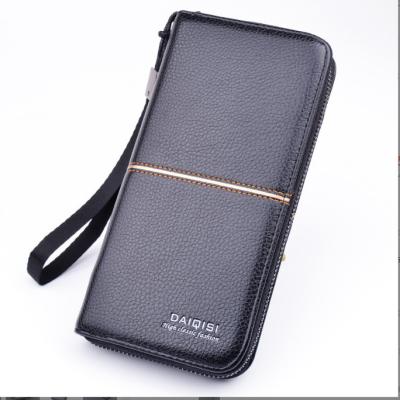 China Convenient storage for cards and wallets to prevent theft quality guaranteed Korean version of men's long wallet solid color men's long soft leather wallet black for sale