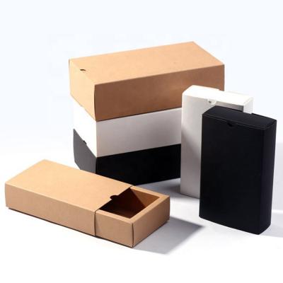 China Recyclable Eco Friendly Brown / Black / White Kraft Paper Folding Drawer Gift Boxes for sale