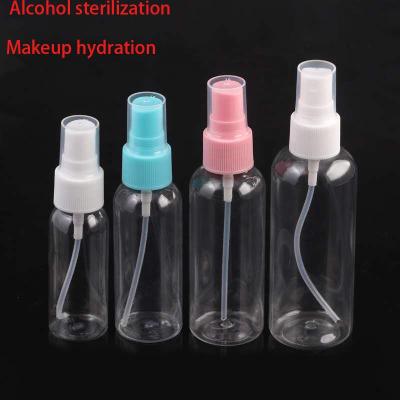 China Cosmetic Fine Mist Alcohol Mini Plastic PET Spray Sanitizer Bottles Cleaning Manufacturer for sale