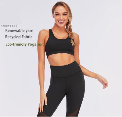 China Breathable Eco-friendly Fabric Recycling Products Yoga Bra Crop Top Sleeveless Sports Bra for sale