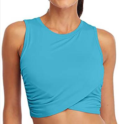 China Wholesale Custom 2022 New Design Gym Wear O-Neck Fitness Wear QUICK DRY Plus Size Sleeveless Sport Wear Crop Top For Women for sale