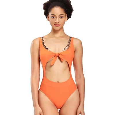 China Orange breathable plus size designer high waist shapewear custom cut one piece swimsuit for women 2021 for sale