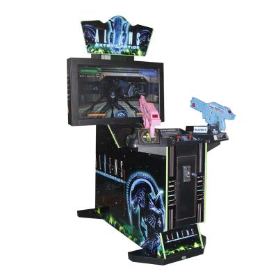 China Metal + Acrylic Coin Operated Game 2 Player Coin Operated Shooting Simulation Arcade Extinction Shooting Alien Video Game for sale