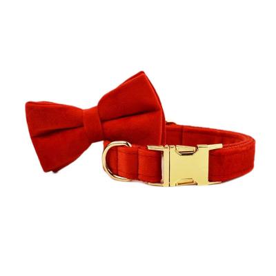 China Personalized High Quality Pet Accessories Customized Designer Logo Luxury Fashion Soft Velvet Dog Bow Floral Tie Collar Wholesale for sale