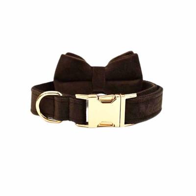 China Personalized High Quality Customized Designer Adjustable Pet Accessories Personalized Sublimation Gold Dog Collar with Bow Tie for sale