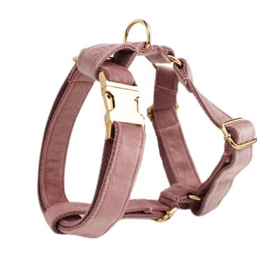 China Personalized High Quality Pet Tough Lightweight Reversible Customized Designer Logo Luxury Fashion Soft Velvet Dog Harness Wholesale for sale