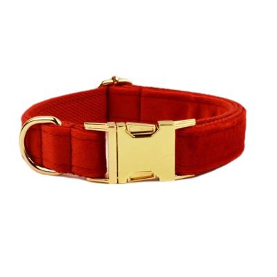 China Personalized High Quality Red Velvet Dog Collar Customized Designer Adjustable Luxury Fashion Dog Collar Custom Logo Wholesale for sale