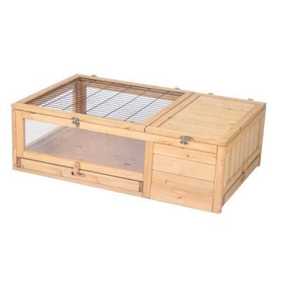 China Viable Wooden Classic Style PVC and Fir Wood Turtle House and Hamster Cage House for sale