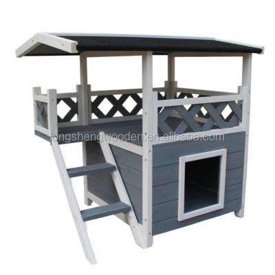 China 2022 Sustainable New Style Wholesale Wooden Cat House With Ladder And Roof for sale