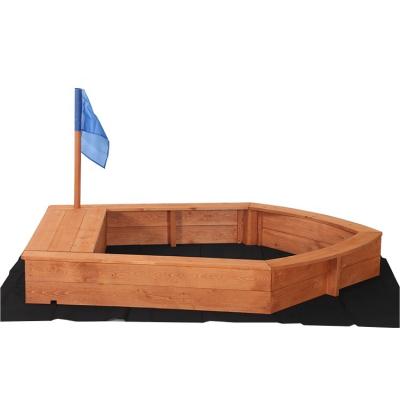 China Kids Fun Toys Boat Shaped Children's Playhouse With A Flag Sand Wooden Boxes for sale