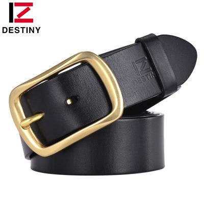 China Fashion Luxury Copper Famous Brand Business Casual Dress Buckle Men's Genuine Leather Designer Belt for sale