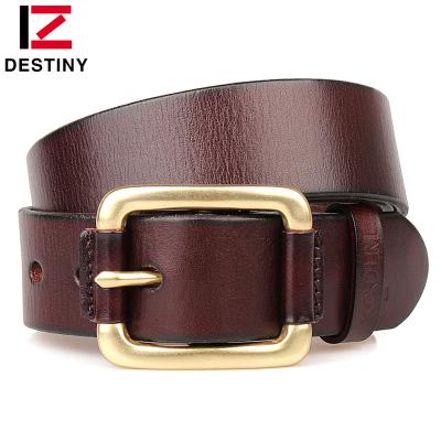 China Famous Designer Superior Genuine Leather Men Luxury Belts Business High End Copper Buckle Casual Fashion for sale