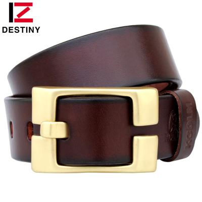 China High End Solid Copper Buckle Business Casual Fashion Men's Luxury Designer Belts Superior Genuine Leather Belts for sale