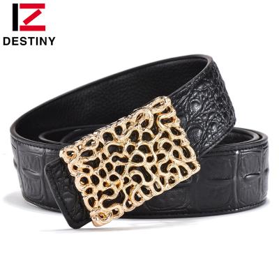 China Famous Designer Men Leather Belt Casual Crocodile Crocodile Fashion Buckle Waist Zinc Alloy for sale