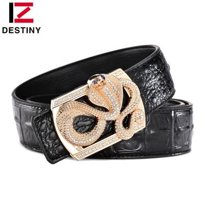 China Famous Designer Men Leather Belt Faux Stone Crocodile Snake Buckle Luxury for sale