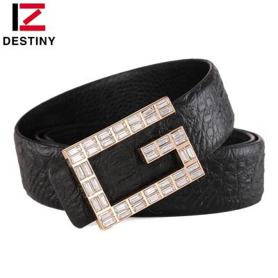 China Fashion Brand Mens G Crocodile Fashionable Luxury Rhinestone Buckle Real Leather Famous Designer Belt for sale