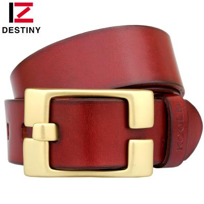 China Wholesale Luxury Copper Buckle Belt Business Factory Brand Fashion Casual Men's Famous Designer Superior Genuine Leather Belts for sale