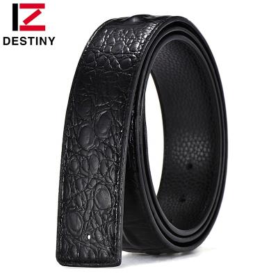 China Factory wholesale 3.8cm width fashion crocodile pattern high quality no buckle belt famous designer Men Leather Belt no buckle for sale