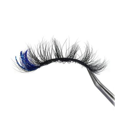 China Long New Natural Mink Eyelashes With Red Fur And Glitter Full Strip Color Lashes for sale