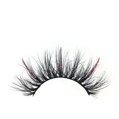 China Long fluffy dramatic false eyelash and private package with faux mink shimmer lashes with colors for sale