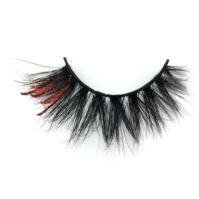 China Long Fluffy Dramatic Colored Lashes Style Deep Curl Russian Volume Mink Band Whips Party Glitter Lashes for sale