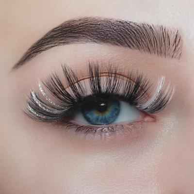 China Hot Selling Long White Glitter Fluffy Lashes Faux Mink Eyelash Colored Glitters for sale