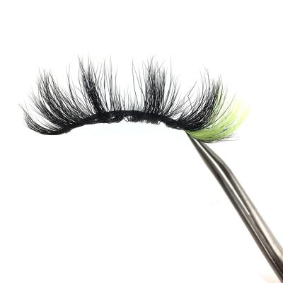 China 2022 New Trend Neon Yellow Color Cruelty Free Faux Mink Eyelashes Colored False Eye Silk Lashes for sale