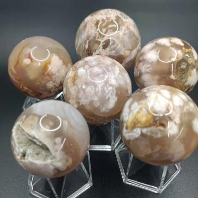 China China High Quality Natural Stone Sakura Cherry Agate Crystal Druzy Sphere For Sale for sale