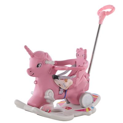 China Ride on Toy Kids ride on toys with high quality for sale / 4 in 1 plastic rocking horse for gift /baby rocking horses with long handle for sale