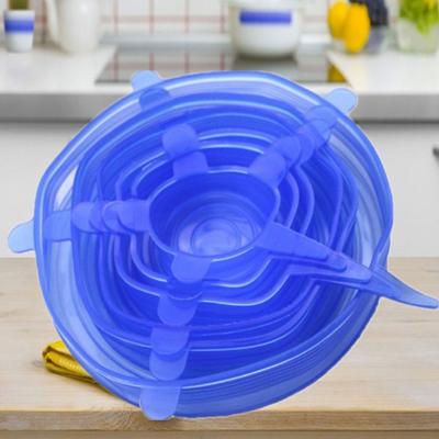 China Sustainable Popular 6PCS Silicone Stretch Lids Universal Silicone Food Wrap Bowl Pot Lid Silicone Cover Pan Cooking Kitchen Accessories for sale